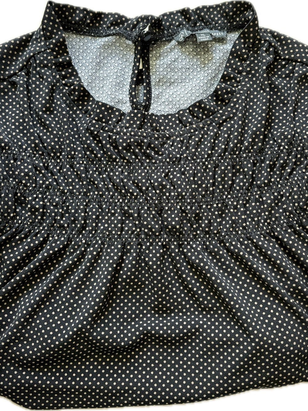 Adrianna Papell Black with Gold/Tan Polka Dot Ruffle Sleeveless Blouse XL - Picture 3 of 5